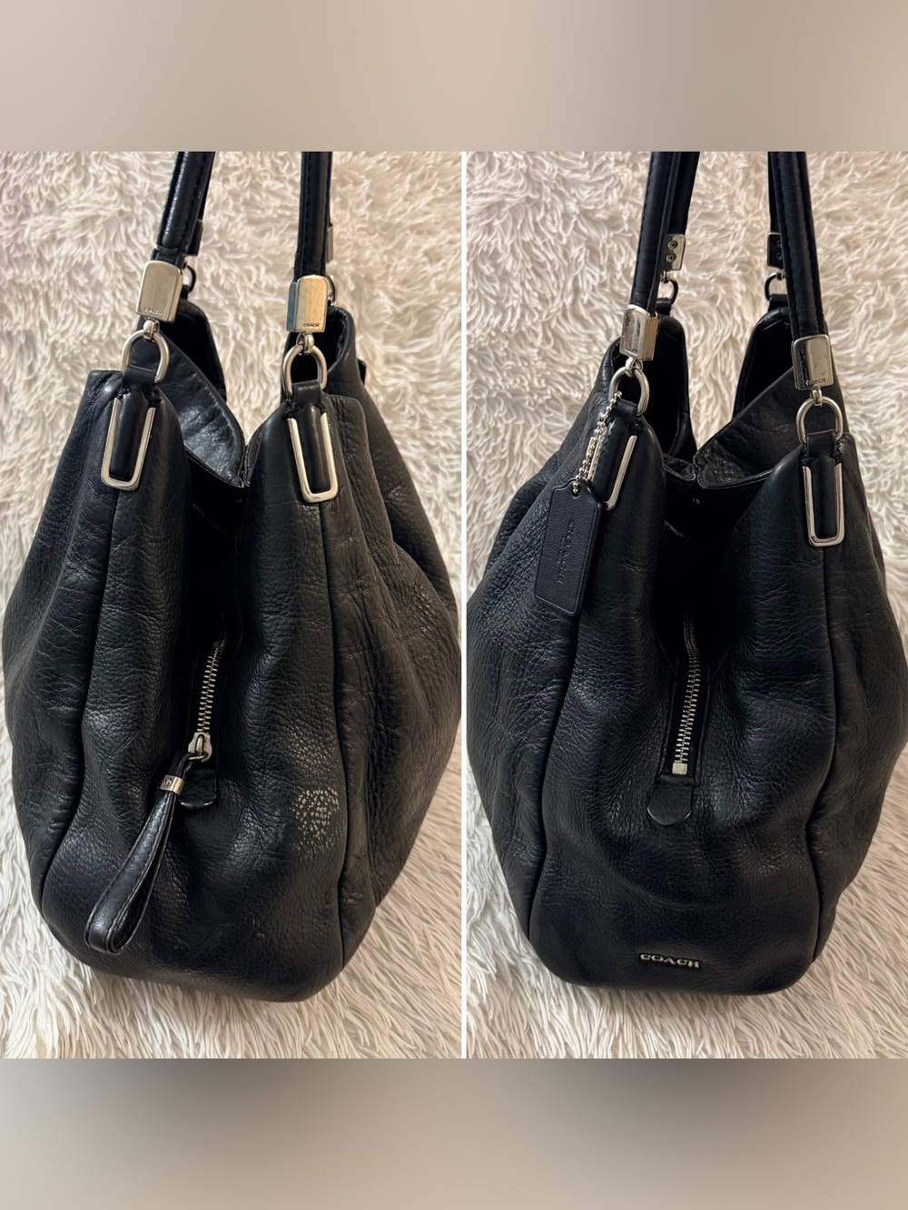 Coach Madison Phoebe 2013” Black Pebbled Leather Hobo Shoulder Bag #26224 - Picture 2 of 16
